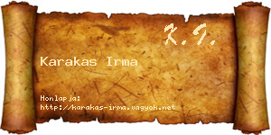 Karakas Irma névjegykártya
